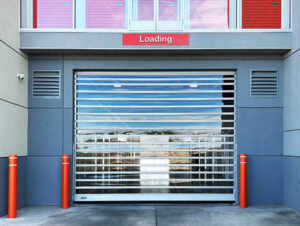 Self Storage view through entrance doors